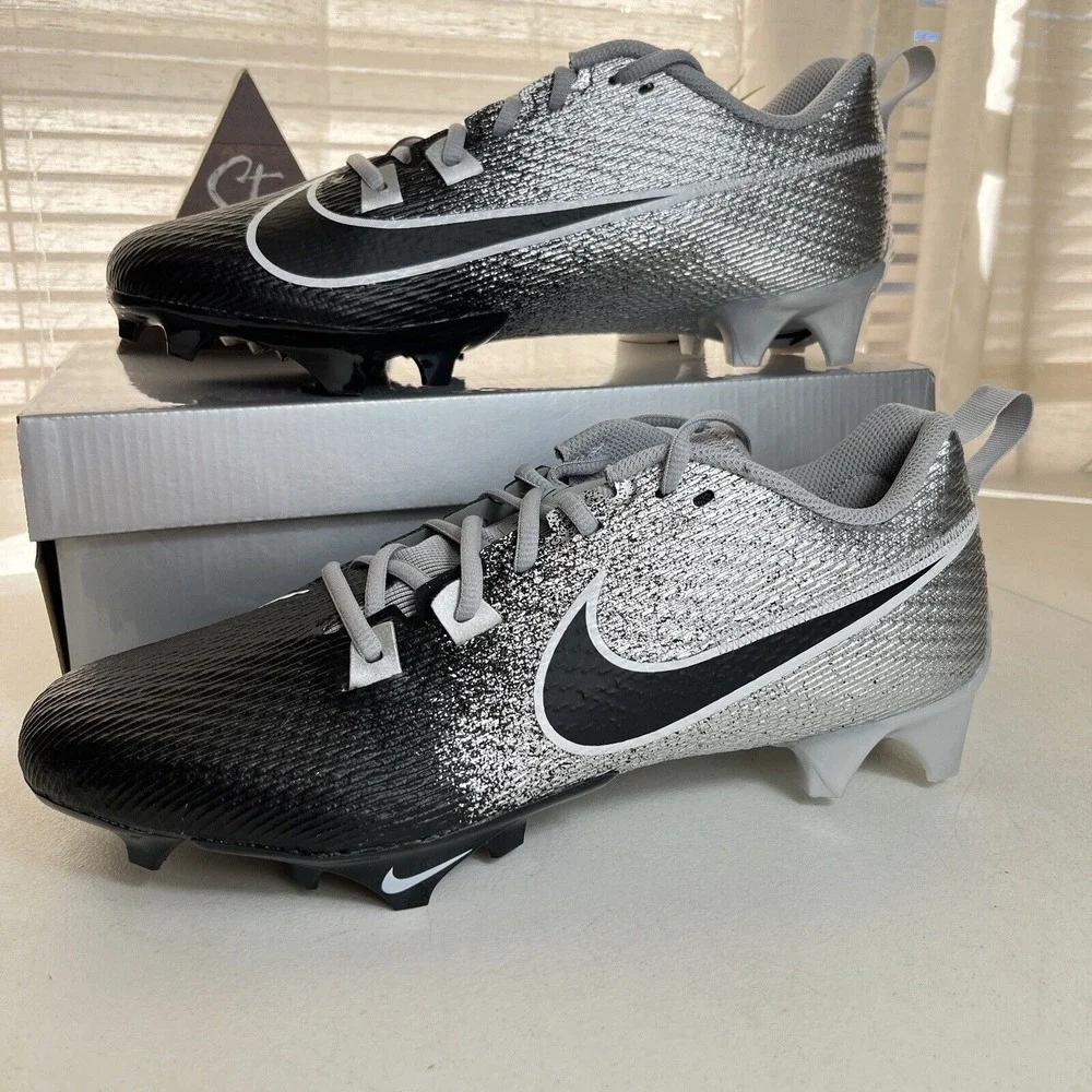 Nike Vapor Edge Speed 360 2 Metallic Silver Black Men Size 7.5 Football‎ Cleats